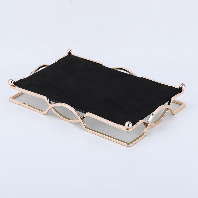 Desktop coffee table wrought iron storage tray