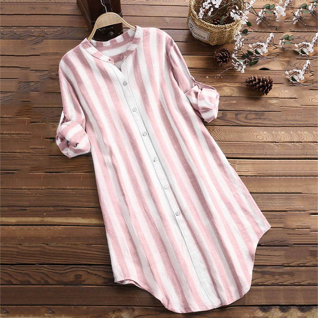 Women's Fashion Striped Long Sleeve Plus Size Shirt