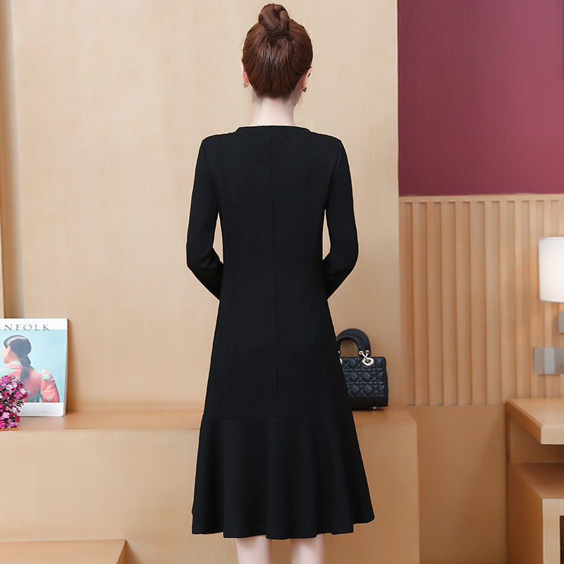 Plus size women's fat sister temperament celebrities cover meat was thin knitted dress