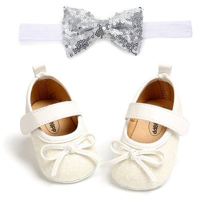 Baby shoes soft sole non-slip toddler shoes 2-piece headband