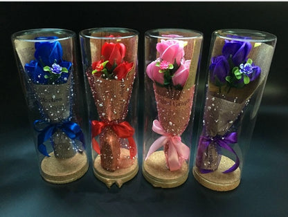 Permanent Flower Cylinder Cork Glass Vase Wish Dry Flower Diy Vase Desktop Decoration