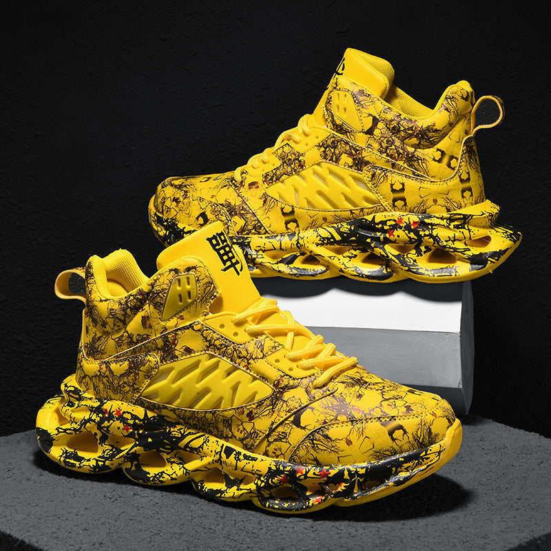 Basketball shoes men trend camouflage graffiti hand drawn