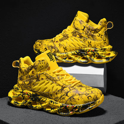 Basketball shoes men trend camouflage graffiti hand drawn