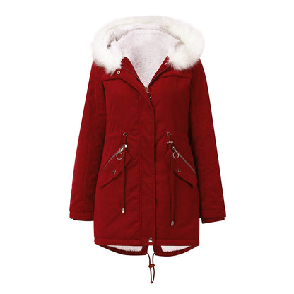 Women's Cotton-padded Coat White Fur Collar Parka