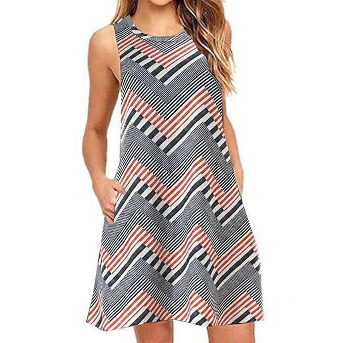 Sleeveless Relaxed Casual Back Zipper T-shirt Dress