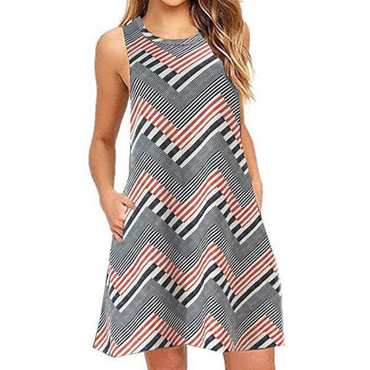 Sleeveless Relaxed Casual Back Zipper T-shirt Dress