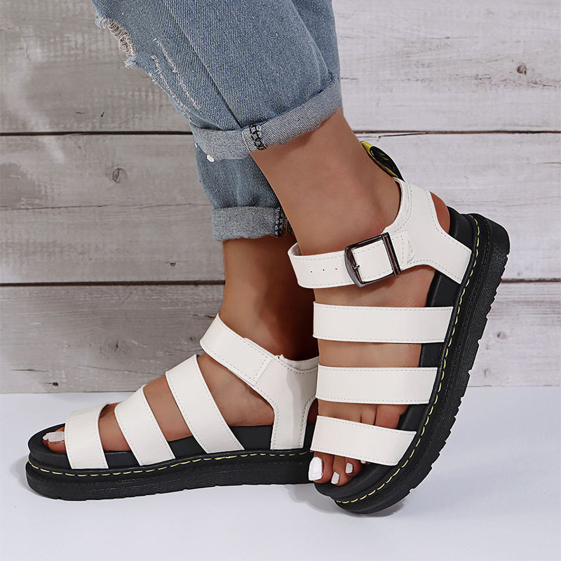 Buckle Sandals Flat PlatformThick Bottom Shoes Women Summer - FLIPSTYLEZLLC