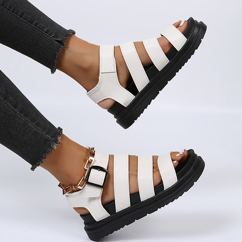 Buckle Sandals Flat PlatformThick Bottom Shoes Women Summer - FLIPSTYLEZLLC