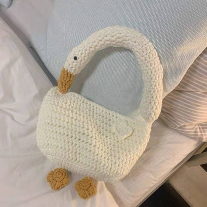 Knitted Goose Woven Bag With Wool Hook Handmade Diy Material
