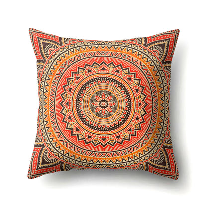 Mandala textured peach velvet pillow