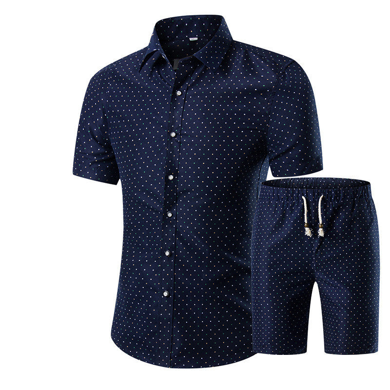 Summer New Products Men's Short-Sleeved Shirt Shorts Two-Piece Floral Shirt Set
