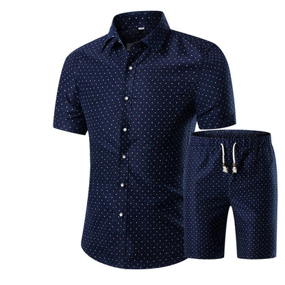 Summer New Products Men's Short-Sleeved Shirt Shorts Two-Piece Floral Shirt Set