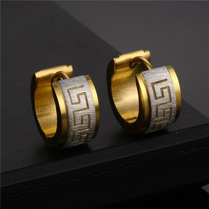 Wide Face Great Wall Pattern Earrings Personalized Simple Design