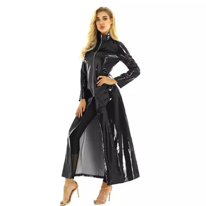 Women's Pu Mirror Bright Leather Dress