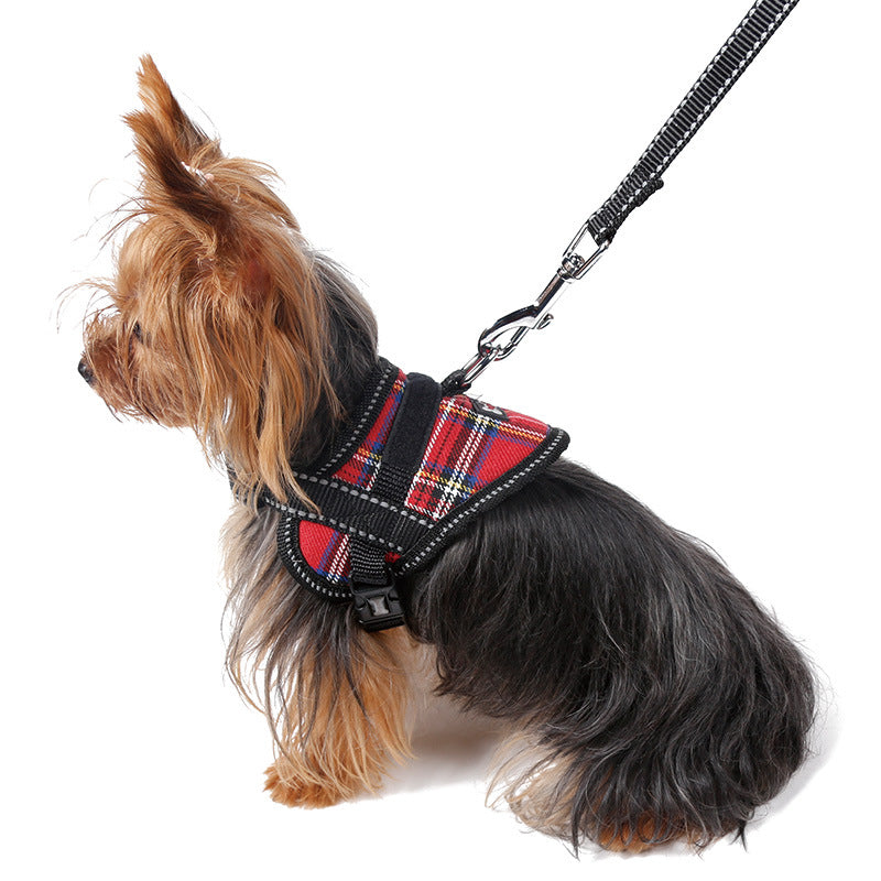 Reflective seat belt slogan dog chest back cover traction rope