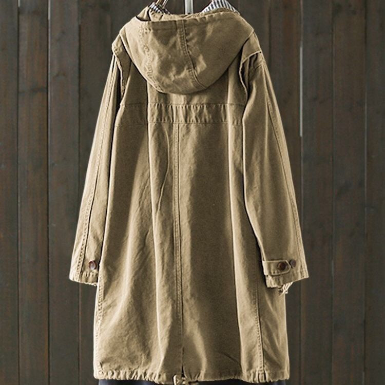 Women's plus size mid-length trench coat