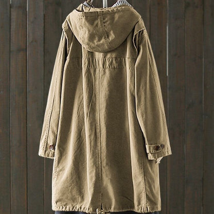 Women's plus size mid-length trench coat