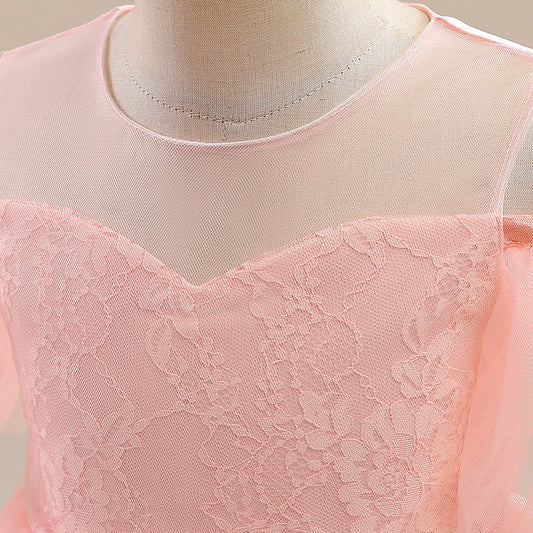 Girls' Lace Stitching Umbrella Princess Dress