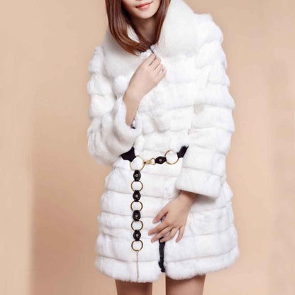 Mid-Length Imitation Mink Fur All-Match Slim Coat