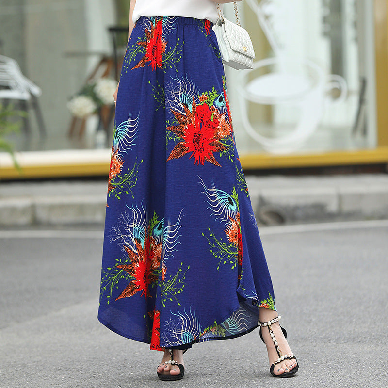 Women's high waist drape large size wide leg pants