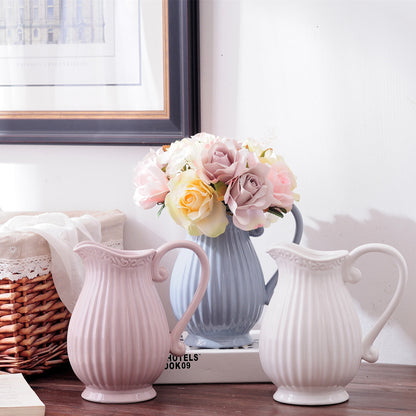 Home Fashion Simple Solid Color Ceramic Flower Pot Vase