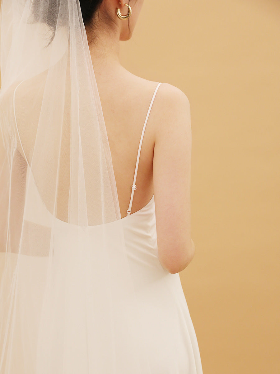 Travel Photo Light Wedding Dress With White Strap