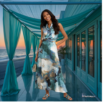 New Sexy Long Style Creative aqua pattern Skirt Draping Smooth Umbrella Skirt ONLY