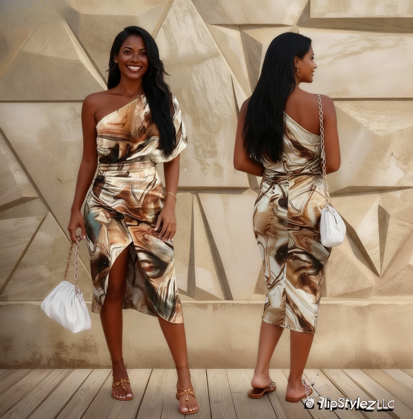 New beautiful golden Summer  off shoulder Floral Print Slit Dress