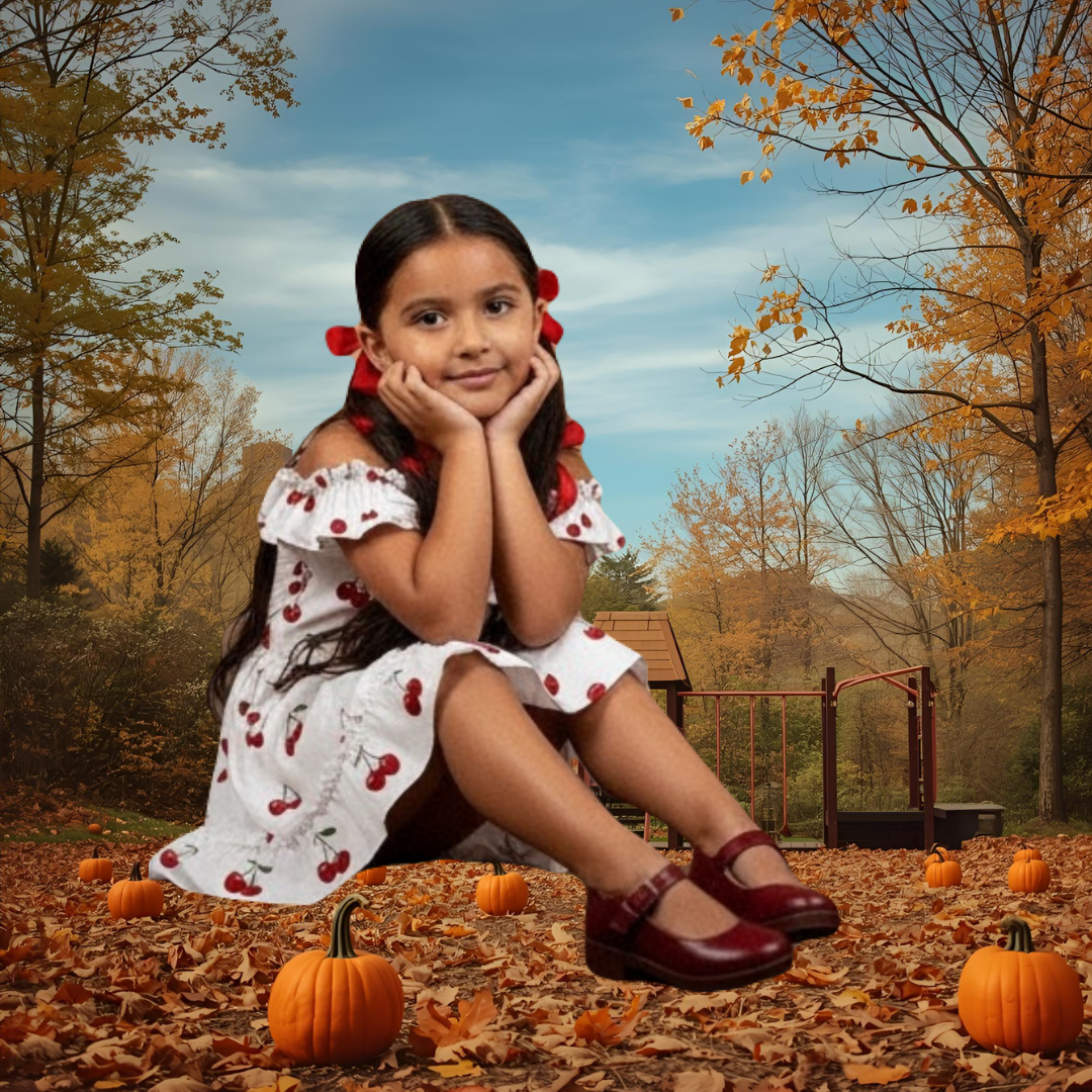 New white on RED adorable pretty print Floral Summer Little Girl Dress