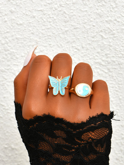 Personalized Colorful Butterfly Gossip New Combination Ladies Ring