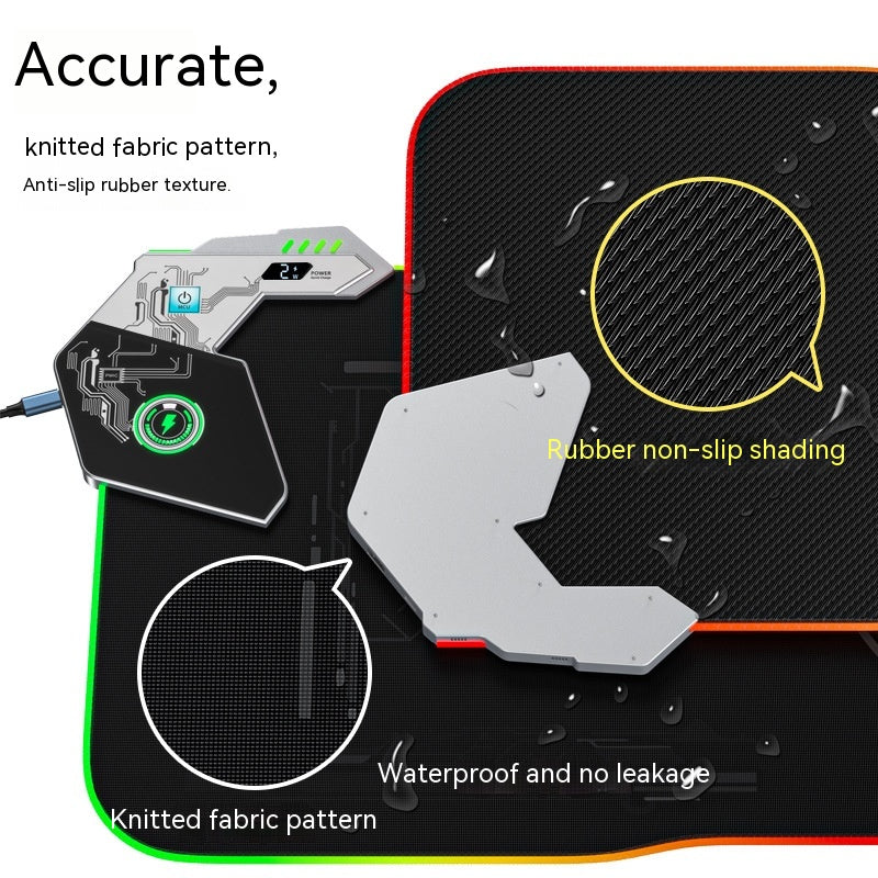 RGB Wireless Charging Mouse Pad with LED Lights for Gaming and Office Use