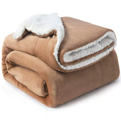Lamb Fleece Blanket For Bed - Thick And Warm Blanket For Winter, Soft Fuzzy Plush King Blanket For All Seasons