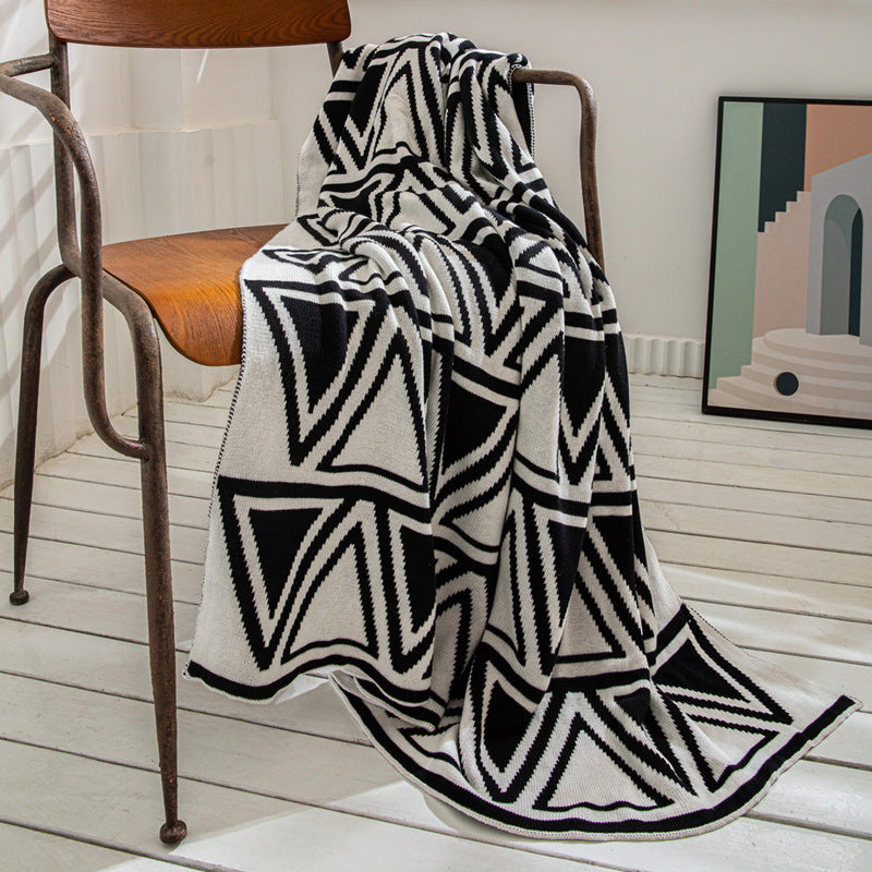 Nordic Geometric Triangle Knitted Blanket, Sofa Cover, Upholstery, Office Shawl Blanket Lavik