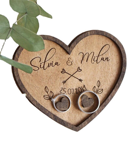 Personalized Wooden Wedding Ring Holder