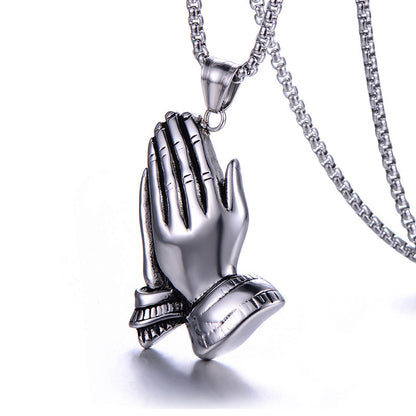 Men's Double-handed Titanium Steel Necklace Personalized Stainless Steel