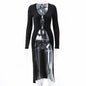 V-neck Low-cut Metal Buckle Cardigan Dress Hot Girl