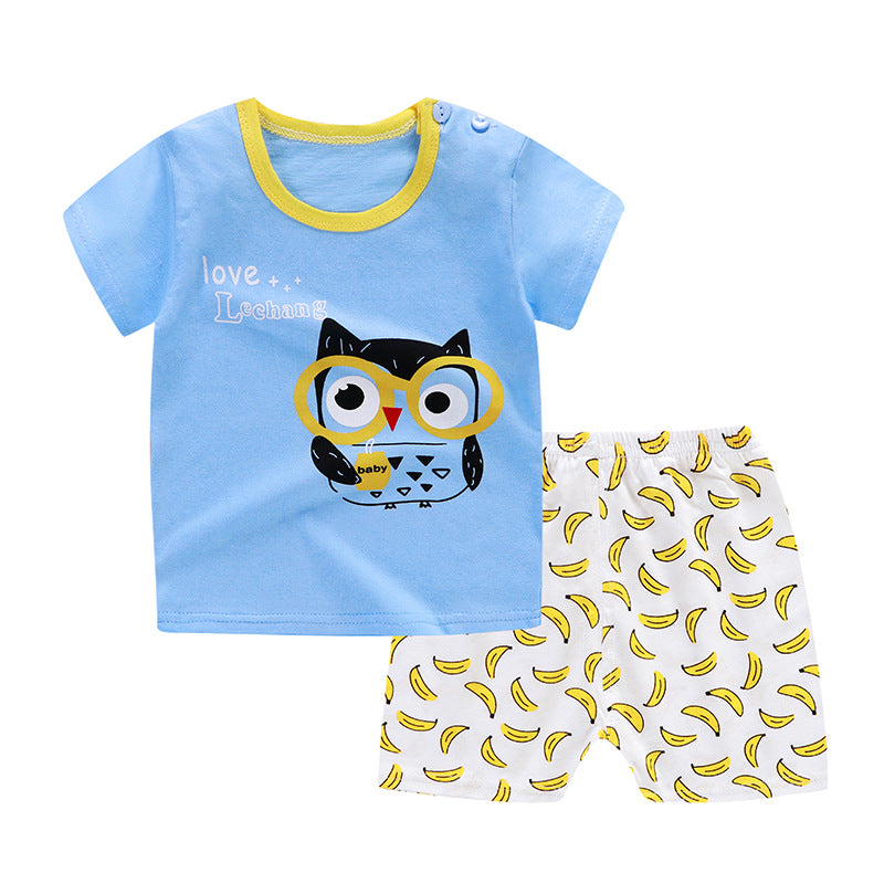 New Children's Short Sleeved Suit Baby  Cotton Short Sleeved