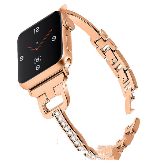 Compatible with Apple, Compatible with Apple , IWatch Smart Watch 12345 D-shaped Metal Diamond Strap