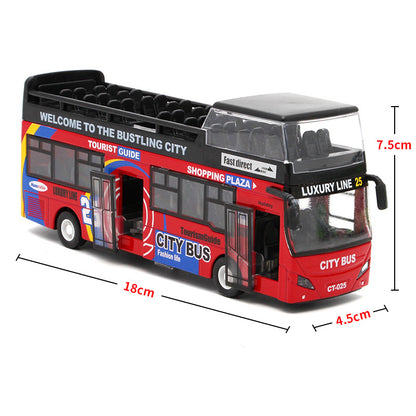 Urban Double-decker  Top Bus Bus Toy Sound And Light Pull Back Children's Car