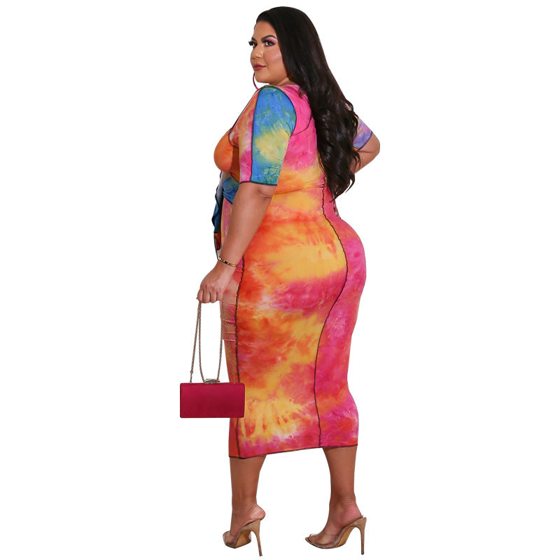 Plus Size Women's Kansuha Printed Fashion Dress