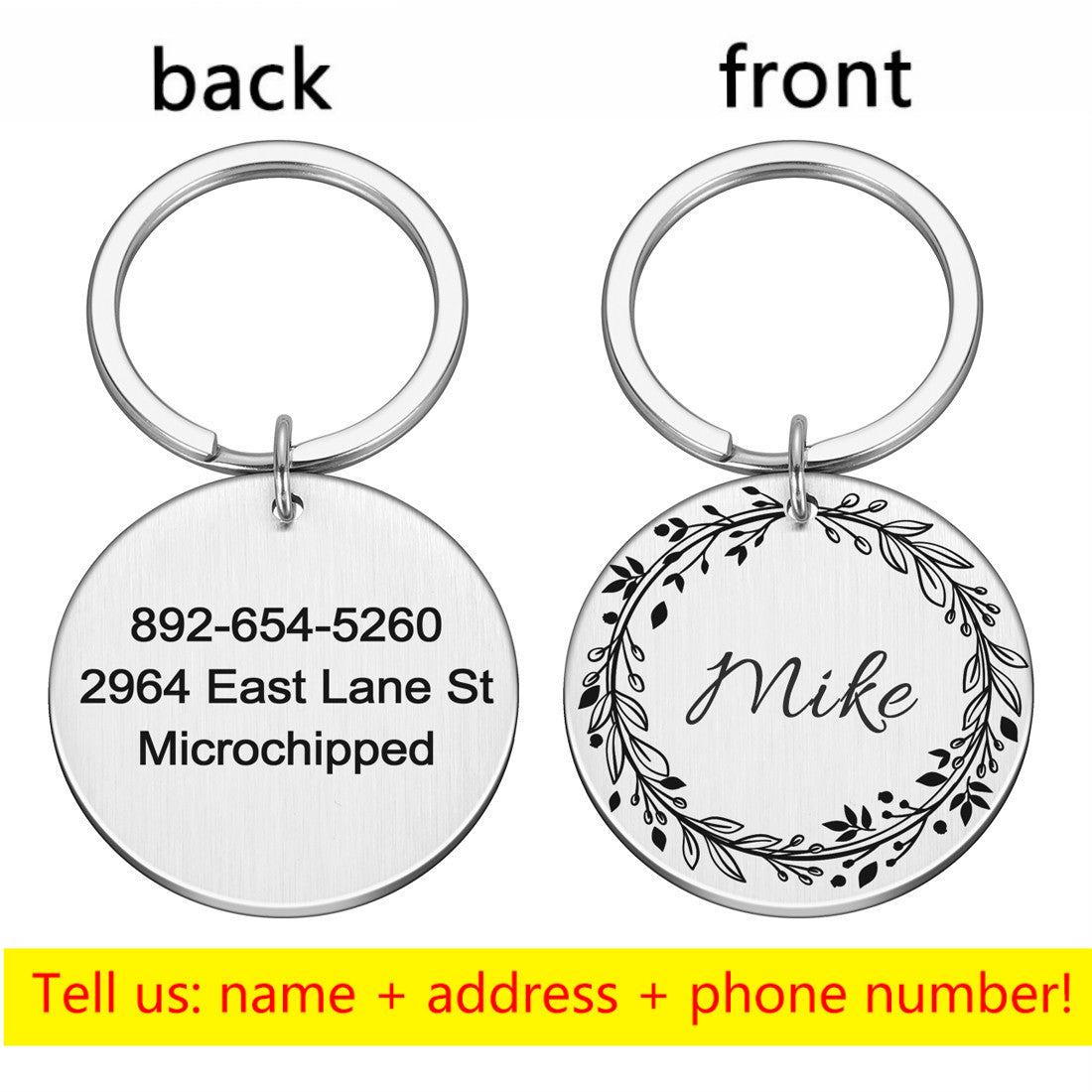 Round Metal Pet Brand Titanium Steel Brand