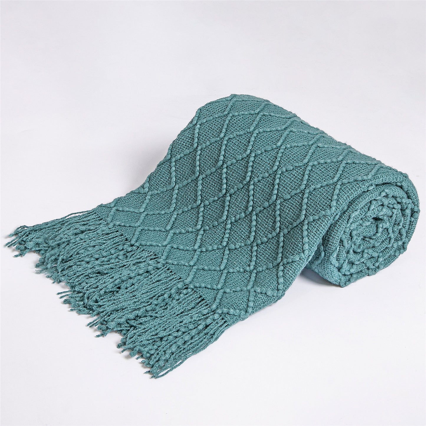 Fashion Knitted Solid Color Sofa Tassel Blanket