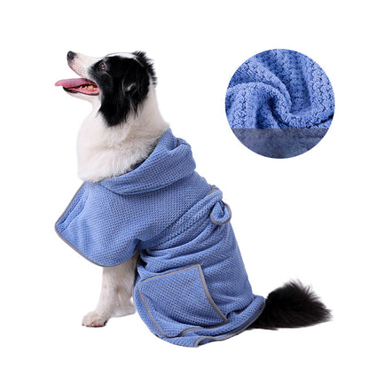 Dog Body Towel High Absorbent Quick Drying Dog Bath Robe Warm Soft Dog Bath Robe Towel With Adjustable Waistband