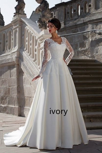 V-neck Wedding Dress New European Style Simple Trailing Tail