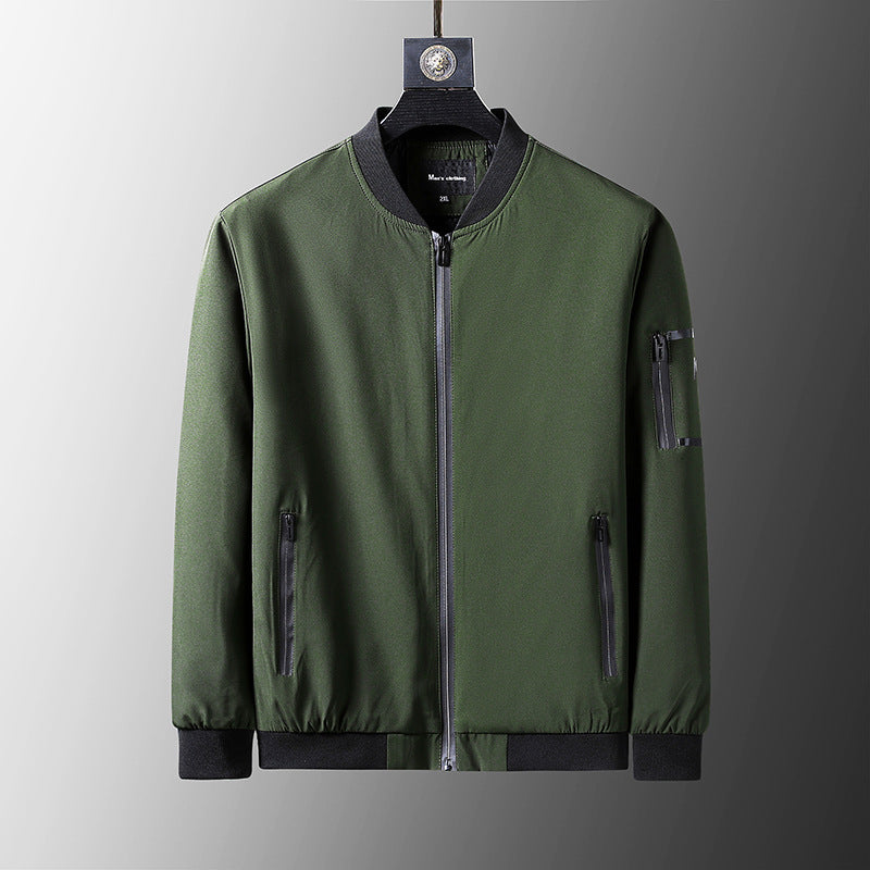 BLACK  Plus Size Loose Clothes Men's Stand-up Collar Jacket