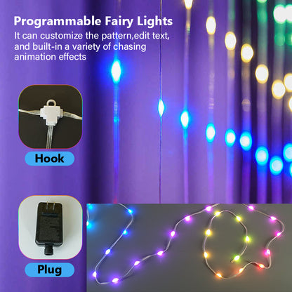 Smart Curtain Light RGB Phantom Color Dot Control Leather Wire Light Bluetooth DIY Programming Subtitle Light