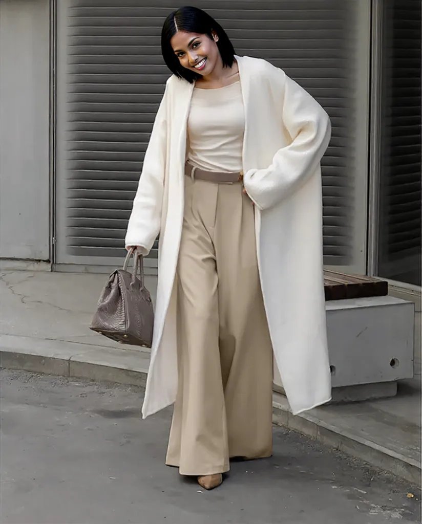 New fall style cream color High Waist trousers Pants for women