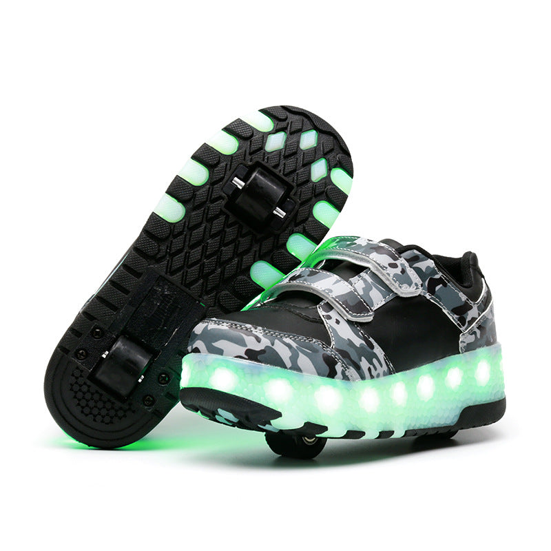 Children's Heely Walking Shoes Boys Colorful Luminous Shoes Charging Women