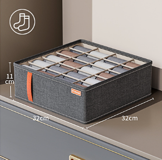 Underwear storage box-20 compartments-dark grey-cationic-1 piece