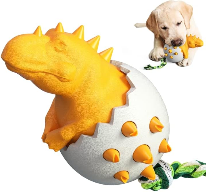 Dog Teething Toy Durable Rubber Chew Toy For Aggressive Chewers Interactive Dog Fetch Toy With Rope
